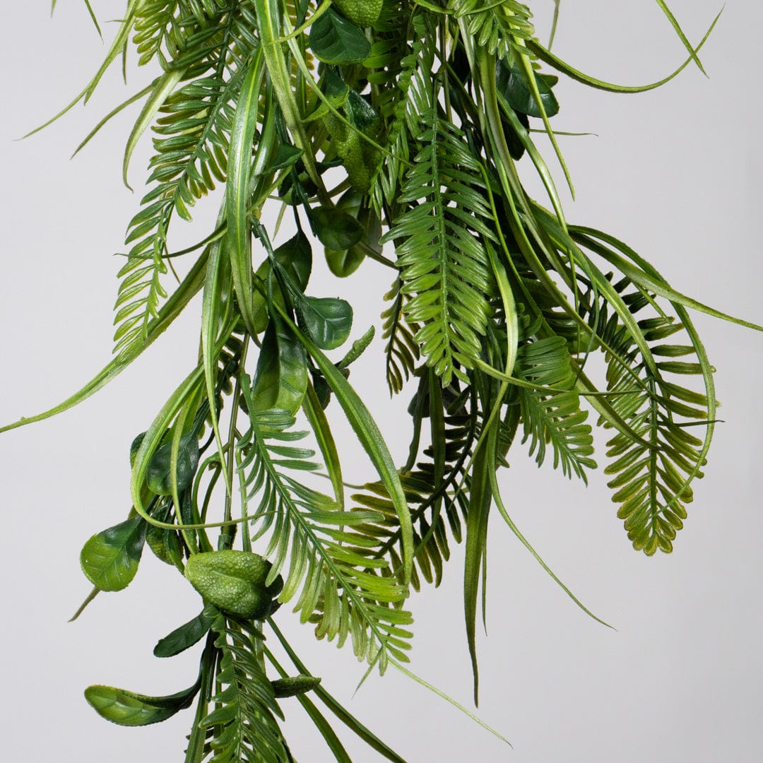 Colgante hojas y helechos