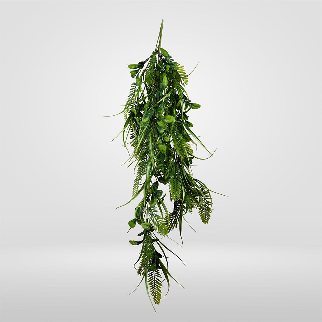 Colgante hojas y helechos